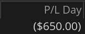 Day 15 P&L screenshot