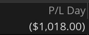 Day 18 P&L screenshot