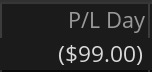 Day 25 P&L screenshot