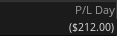 Thinkorswim Day 5 P&L Day showing -$212.00