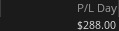 Thinkorswim Day 6 P&L Day showing +$288.00