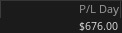 Thinkorswim Day 9 P&L Day screenshot showing +$676.00